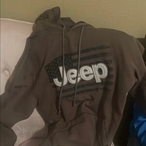 Jeep Men's Dark Brown Hoodie with Logo